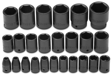 Proto® 1/2" Drive 25 Piece Metric Impact Socket Set - 6 Point - Industrial Tool & Supply