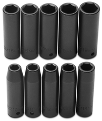 Proto® 1/2" Drive 10 Piece Metric Deep Impact Socket Set - 6 Point - Industrial Tool & Supply