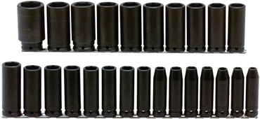 Proto® 1/2" Drive 25 Piece Metric Deep Impact Socket Set - 6 Point - Industrial Tool & Supply