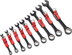 Proto® Tether-Ready 9 Piece Black Chrome Non-Reversible Combination Ratcheting Wrench Set - Spline - Industrial Tool & Supply