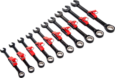 Proto® Tether-Ready 10 Piece Black Chrome Metric Non-Reversible Combination Ratcheting Wrench Set - Spline - Industrial Tool & Supply