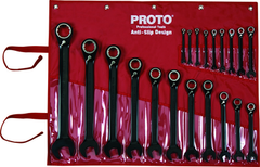 Proto® 20 Piece Black Chrome Reversible Combination Ratcheting Wrench Set - Spline - Industrial Tool & Supply