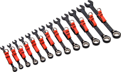 Proto® Tether-Ready 13 Piece Black Chrome Reversible Combination Ratcheting Wrench Set - Spline - Industrial Tool & Supply