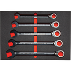 Proto® Foamed 22 Piece Metric Reversible Ratcheting Combination Wrench Set - Black Chrome- Spline - Industrial Tool & Supply