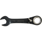 Proto® Black Chrome Combination Stubby Reversible Ratcheting Wrench 15 mm - Spline - Industrial Tool & Supply