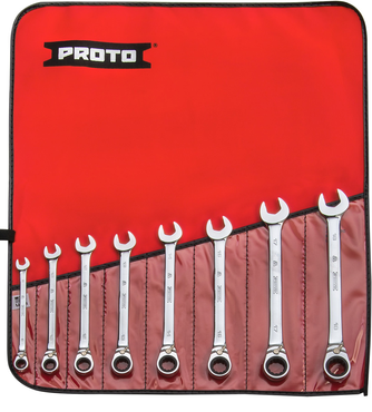 Proto® 8 Piece Full Polish Metric Ratcheting Wrench Set - 12 Point - Industrial Tool & Supply