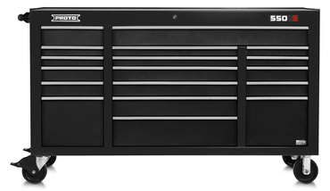 Proto® 550E 67" Power Workstation - 18 Drawer, Dual Black - Industrial Tool & Supply