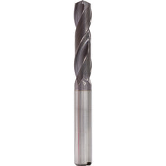 10.9 mm Dia. × 12 mm Shank × 55 mm Flute Length × 102 mm OAL, 3xD, 140°, TiAlN, 2 Flute, Internal, Round Solid Carbide Drill