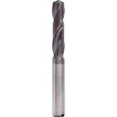 8.1 mm Dia. × 10 mm Shank × 47 mm Flute Length × 89 mm OAL, 3xD, 140°, TiAlN, 2 Flute, Internal, Round Solid Carbide Drill - Exact Industrial Supply