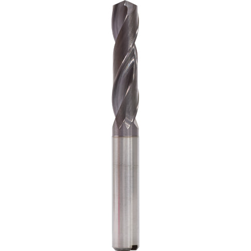 6.3 mm Dia. × 8 mm Shank × 34 mm Flute Length × 79 mm OAL, 3xD, 140°, TiAlN, 2 Flute, Internal, Round Solid Carbide Drill - Exact Industrial Supply