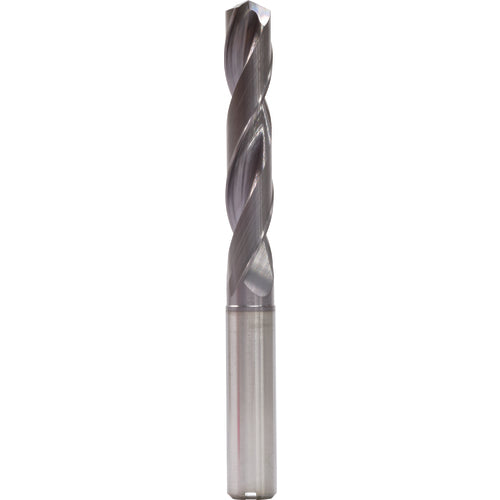 7.2 mm Dia. × 8 mm Shank × 53 mm Flute Length × 91 mm OAL, 5xD, 140°, TiAlN, 2 Flute, Internal, Round Solid Carbide Drill - Exact Industrial Supply