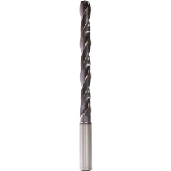 3.2 mm Dia. × 6 mm Shank × 28 mm Flute Length × 66 mm OAL, 5xD, 140°, TiAlN, 2 Flute, Internal, Round Solid Carbide Drill - Exact Industrial Supply