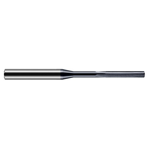 Miniature Reamers - 0.0945″ Reamer Diameter × 0.6870″ (11/16″) Margin Length Carbide Reamer, 4 Flutes, AlTiN Coated - Exact Industrial Supply