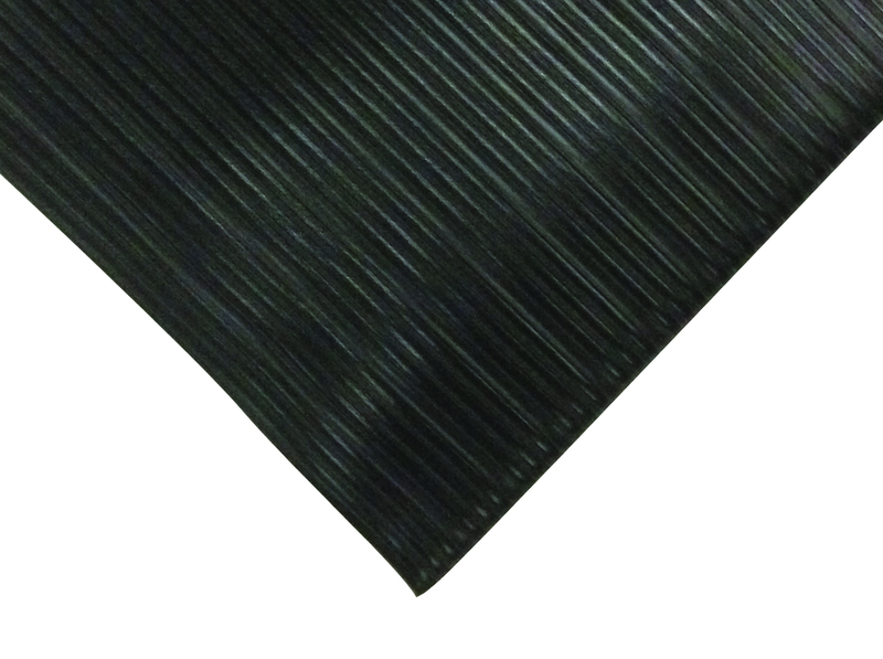 6' x 60' x 3/8" Thick Soft Comfort Mat - Black Standard Ribbed - Industrial Tool & Supply