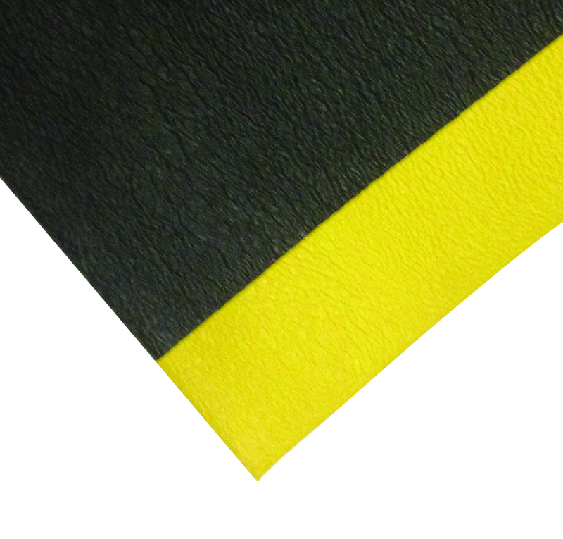 4' x 60' x 3/8" Safety Soft Comfot Mat - Yellow/Black - Industrial Tool & Supply