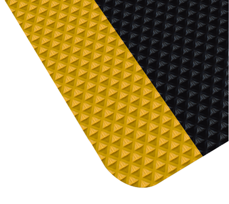 4' x 60' x 11/16" Thick Traction Anti Fatigue Mat - Yellow/Black - Industrial Tool & Supply