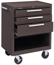 3-Drawer Roller Cabinet w/ball bearing Dwr slides - 35'' x 18'' x 27'' Brown - Industrial Tool & Supply