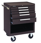 5-Drawer Roller Cabinet w/ball bearing Dwr slides - 35'' x 18'' x 27'' Brown - Industrial Tool & Supply