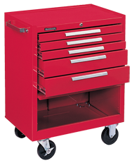 5-Drawer Roller Cabinet w/ball bearing Dwr slides - 35'' x 20'' x 29'' Red - Industrial Tool & Supply