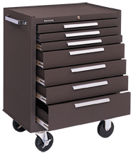 7-Drawer Roller Cabinet w/ball bearing Dwr slides - 35'' x 20'' x 29'' Brown - Industrial Tool & Supply