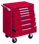 7-Drawer Roller Cabinet w/ball bearing Dwr slides - 35'' x 18'' x 27'' Red - Industrial Tool & Supply