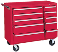 310X 10-Drawer Maintenance Cart - 35'' x 18'' x 39.38'' Red - Industrial Tool & Supply