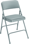 Upholstered Folding Chair - Double Hinges, Double Contoured Back, 2 U-Shaped Riveted Cross Braces, Non-marring Glides; V-Tip Stability Caps; Upholstered 19-mil Vinyl Wrapped Over 1¼" Foam - Industrial Tool & Supply