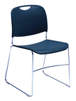 HI-Tech Stack Chair --11 mm Steel Rod Chrome Plated Frame Injection Molded Textured Plastic Non-fading Seat/Back - Navy - Industrial Tool & Supply