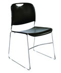 HI-Tech Stack Chair --11 mm Steel Rod Chrome Plated Frame Injection Molded Textured Plastic Non-fading Seat/Back - Black - Industrial Tool & Supply