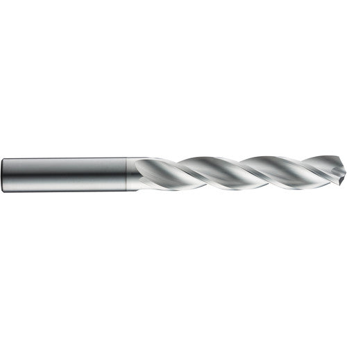 5.1 mm Dia. × 6 mm Shank × 28 mm Flute Length × 66 mm OAL, 3xD, 124°, Uncoated, 3 Flute, External, Round Solid Carbide Drill - Exact Industrial Supply