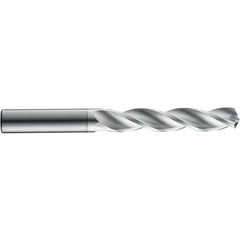 5.1 mm Dia. × 6 mm Shank × 28 mm Flute Length × 66 mm OAL, 3xD, 124°, Uncoated, 3 Flute, External, Round Solid Carbide Drill - Exact Industrial Supply