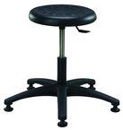 Round Polyurethane Stool - Standard Glides, 14" Soft Black Poly Seat, Pneumatic Hgt Adj, Black ABS Five Star Base, Desk Hgt 16.5"-21.5" - Industrial Tool & Supply