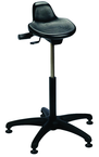 Sit Stand - 14" Soft Polyurethane, Contoured, Tilting Seat,  27" Dia.-Stable 5 Star Base with Heavy Duty Stationary Glides, Seat height 20"-30" - Industrial Tool & Supply