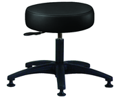 Heavy-Duty NaughaSoft Vinyl Stool - 16 x 4" Round Seat, Backless, Pneumatic Seat Hgt Adj, Standard Glides --Black -- Desk height 16.5"-21.5" - Industrial Tool & Supply