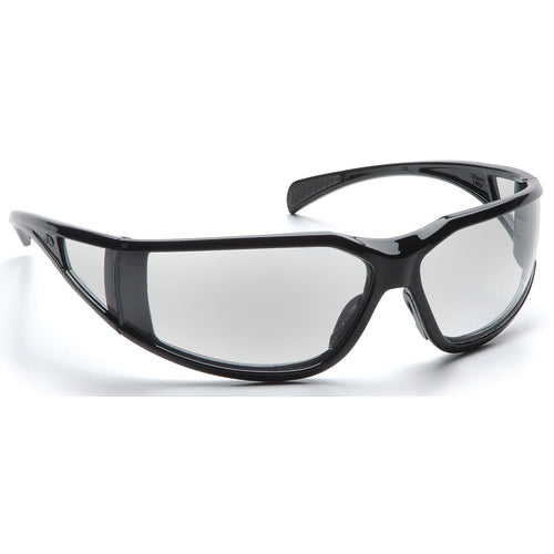 Safety Glasses - Curved Lens, Black Frame, Clear Fog Free - Industrial Tool & Supply