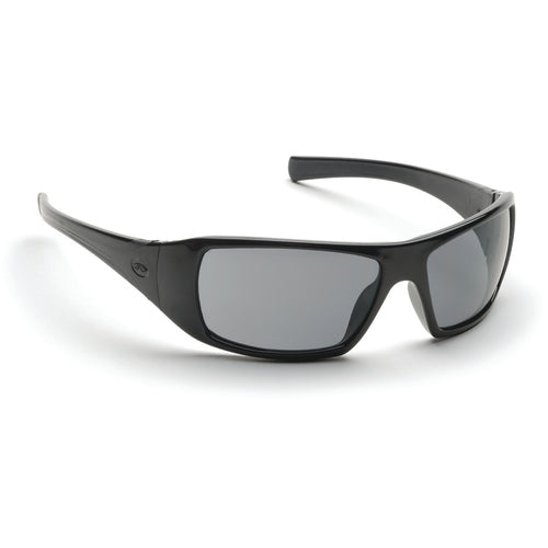 Safety Glasses - Black Frame, Gray Lens - Industrial Tool & Supply