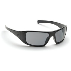 Safety Glasses - Black Frame, Gray Lens - Industrial Tool & Supply