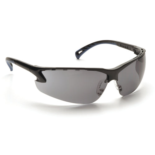 Safety Glasses - Black Frame, Gray Lens with Anti-Fog - Industrial Tool & Supply