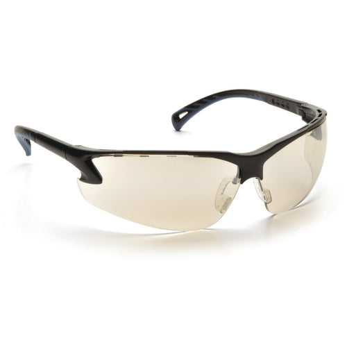 Safety Glasses - Black Frame, Indoor/Outdoor Lens - Industrial Tool & Supply