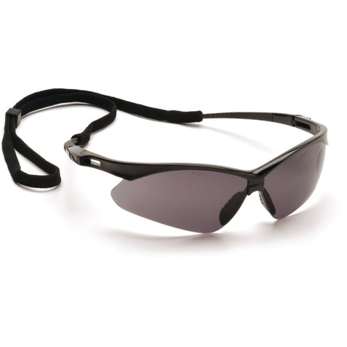 Safety Glasses - Black Frame, Gray Lens - Industrial Tool & Supply