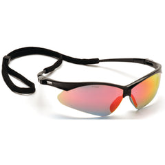 Safety Glasses - Black Frame, Ice Orange Mirror Lens - Industrial Tool & Supply
