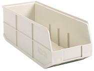 8-1/4 x 20-1/2 x 7'' - Beige Bin with 2 Dividers - Industrial Tool & Supply