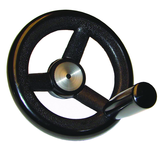 Nylon Handwheels with Handle - 6.3'' Wheel Diameter, 1.38'' Hub Diameter, 3.15'' Handle Length - Industrial Tool & Supply