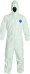 Tyvek® White Zip Up Coveralls w/ Attached Hood & Elastic Wrists - 3XL (case of 25) - Industrial Tool & Supply