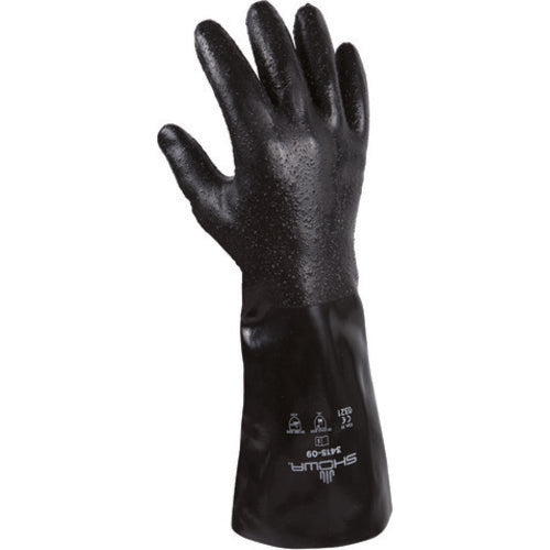 Chemical resistant neoprene fully coated 14″ gauntlet/rough finish seamless liner navy /large - Industrial Tool & Supply