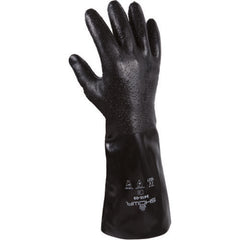 Chemical resistant neoprene fully coated 14″ gauntlet/rough finish seamless liner navy /small - Industrial Tool & Supply