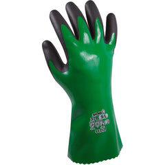 Chemical resistant fully coated with nitrile foamed overdip green w/black seamless knitted liner 12″ cuff/XL - Industrial Tool & Supply