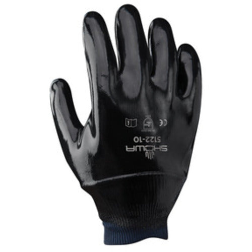 Chemical resistant neoprene fully coated knit-wrist smooth finish black/large - Industrial Tool & Supply