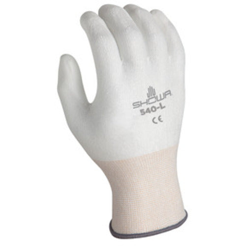 13- gauge engineered cut resistant fiber w/polyurethane palm coating HPPE white with white coating textured finish ANSI CUT LEVEL 2/small - Industrial Tool & Supply