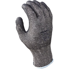 13- gauge engineered cut resistant fiber w/polyurethane palm coating HPPE black with gray coating textured finish ANSI CUT LEVEL 2/small - Industrial Tool & Supply